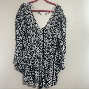 Seafolly Australia Black White Tribal Print Cover-Up Tunic